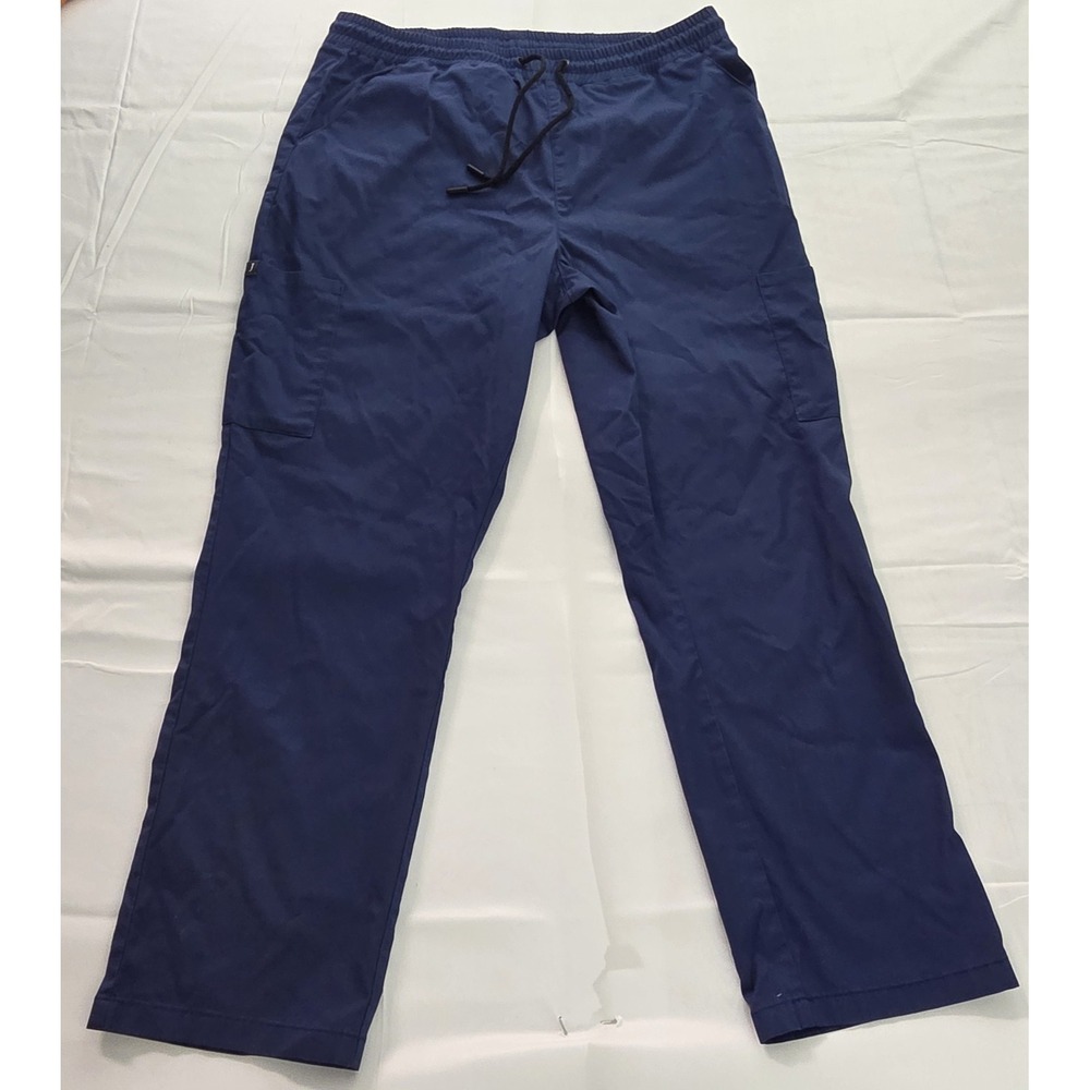 Jaanuu Scrub Pants Womens Large Short Navy Blue Pull On Medical Workwear Utiltiy